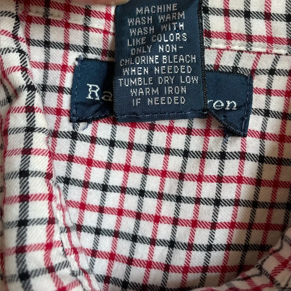 Ralph Lauren shirt vintage boy’s plaid button down white red blue XL preppy